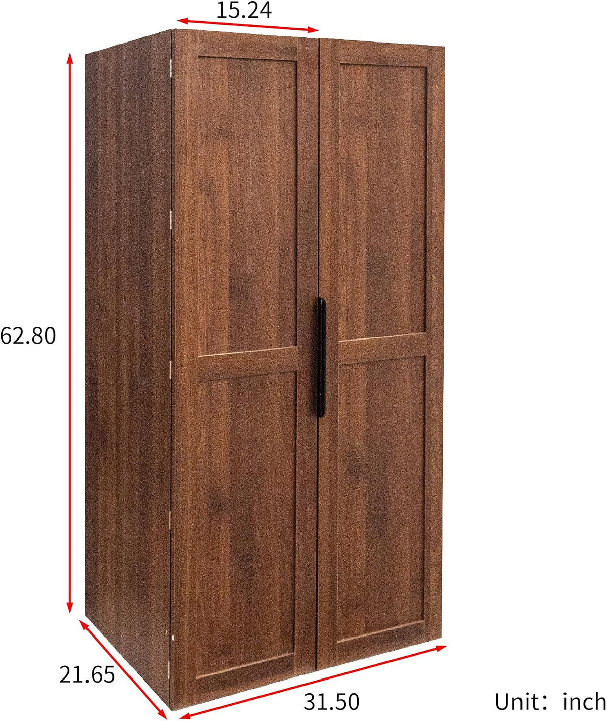 Farmhouse Kitchen Pantry Cabinet, 63" Tall Storage Cabinet with 2 Doors & Multi-Tier Shelves, Rustic Wood Cupboard for Kitchen, Dining Room, Walnut