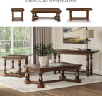 Signature Design by Ashley Sturlayne End Table, Traditional Rectangular Accent Table with Storage Lower Shelf, Hardwood Solids, Veneers, and MDF Substrates, for Living Room Couch, Dark Brown