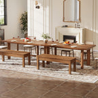 63" Solid Wood Dining Table for 4-6, Farmhouse Rectangle Kitchen Table with Thicken Tabletop and Sturdy Construction, Modern Wooden Dinner Table for Dining Room, Kitchen, Walnut