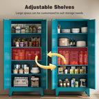 71” Tall Metal Kitchen Pantry Cabinet, Kitchen Storage Cabinets, Steel Cupboard with 2Doors and 4 Adjustable Shelves for Dining Room, Bathroom, Living Room