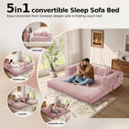 MoonSpeak 78.8'' Futon Sofa Bed, Couches for Living Room | Corduroy Convertible Futon Sofa Bed with Storage Pocket, Modular Sleeper Couch in a Box, No Assembly (Pink)