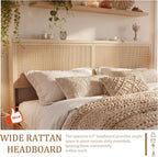 Brafab Natural Rattan King Bed Frame with Headboard, 4 Storage Drawers