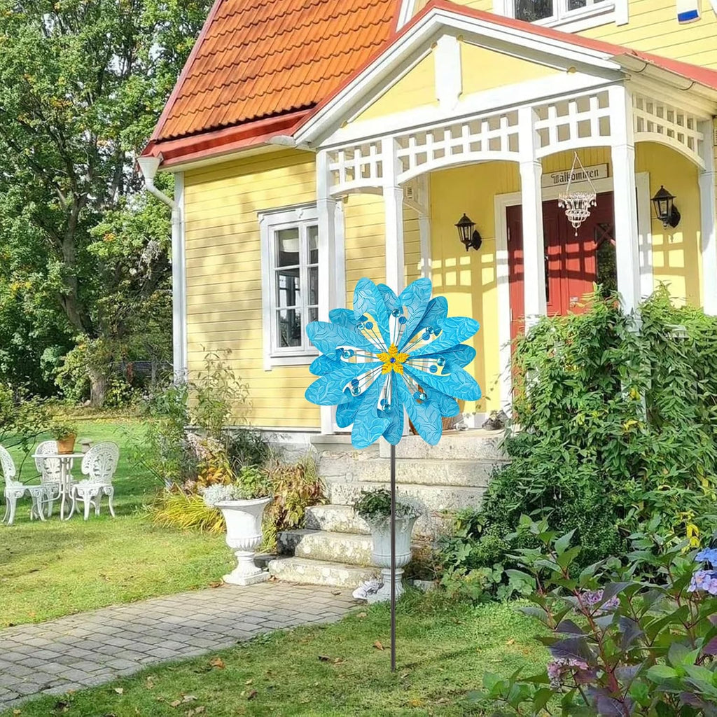 Solar Wind Spinner Retro Spinner, Waterproof Outdoor Metal Wind Sculpture for Patio, Lawn & Garden Decor (Large)