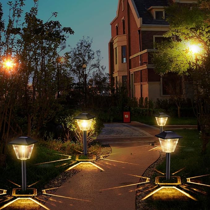 SUNWIND Solar Powered Outdoor Pathway Lights, 4 Pack, Waterproof LED, Black