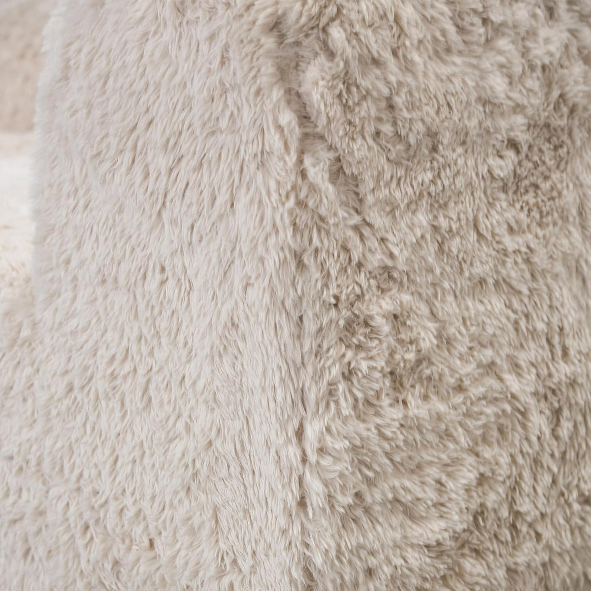 Furniture of America Havyn Modern Faux Fur 1-Seater Square Modular Foam Ottoman, Compressed Couch in a Box, No Assembly Required, for Living Room and Office, Sand