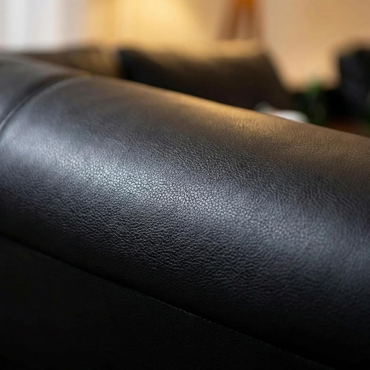 Leather L-Shaped Couch Set, 97.5"L x 69.5"W Sectional Sofas Black | Synthetic PU Leather, Stain-Resistant, 4 Seat Modular Couches with Storage Ottoman& Chaise,Apartment/Office/Living Room