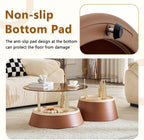 2-Piece Nesting Coffee Table Set, Brown and Gold Metal, Round Side Tables | Nesting Design, Set of 2, Round Side Tables, Metal Frame, Brown & Gold Finish