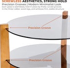 Round End Table, 2-Tier Tempered Glass Table Top Wooden Legs, Modern Side Tables Living Room 24” with Storage Shelf - Entryway Table, Bedroom Side Table, Nature