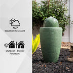 XBrand 26" Modern Sphere Water Fountain with LED Light – Indoor Outdoor Stone Texture Floor Fountain, Zen Bubbling Ball Water Feature for Garden Patio Porch - Green