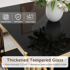 Glass Coffee Table Set of 3, End Table Modern Living Room Table Rectangle Clear Tempered Glass Stainless Steel Leg, Square Side Table for Home Furniture Set (Black, 43" Set of 3)