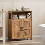 Homhedy Farmhouse Bathroom Storage Cabinet with 2 Doors, Toilet Paper Cabinet with Adjustable Shelf, Small Bathroom Cabinet for Kitchen/Laundry/Living Room, 11.8 x 23.6 x 31.5 Inches, Rustic Walnut