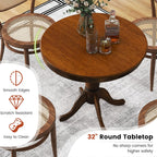 Giantex Round Dining Table for 2-4 People, 32" D X 30" H Wooden Kitchen Table with Spacious Table Top, Pedestal Base, Leisure End Tables for Bar, Kitchen, Dining Room, Restaurant, Walnut