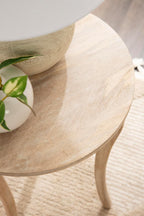 Kate and Laurel Mariona Coastal Round Mango Wood Side Table, 16 x 16 x 24, Light Natural, Modern Circle End Table with Classic Curved Legs for Living Room Home Decor or Bedroom Nightstand Decor