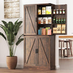 Hlivelood Farmhouse Kitchen Pantry Cabinet with 3 Drawers,71" Tall Rustic Wood Storage Cabinet with 6 Door Shelves,with Load-Bearing Steel Pipe,Pantry Organizers for Kitchen,Dining Room(Rustic Brown)