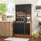 Nightcore Kitchen Pantry Storage Cabinet, 71" Freestanding Pantry with 3 Deep Drawers, Adjustable Shelves, Kitchen Hutch with Microwave Countertop for Dining Room, Living Room (Walnut & Black)