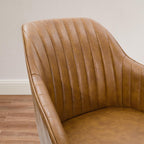 Art Leon Dining Chair - Mid Century Modern Swivel Dining Room Chair, Faux Leather Upholstered Arm Chair with Wood Legs for Living Room, Terracotta