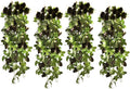 RECUTMS Artificial Hanging Rose Flower 4Pieces 3.3Ft Flowers for Outdoors with 30 LED Fairy String Lights Fake Indoor Wall Wedding (Black)