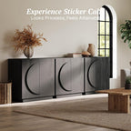 BELLEZE Modular Buffet Cabinet with Storage,Mid Century Modern Arched Sideboard with Adjustable Shelf & Symmetrical Doors,Credenza for Entryway Living Room, Set of 3 (Espresso Black)