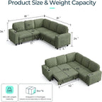 LINSY HOME Sectional Couches for Living Room, 81" L Shape 5 Seats, Green | Sleeper sofa with pull out couch bed, corduroy couch with storage