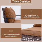 Ainfox Outdoor Wicker Loveseat Rocking Chair, Patio Rattan Rocker Chair with Cushions，All-Weather Modern Cozy Rocking Wicker Furniture for Garden Balcony Porch, Brown