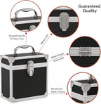 Aluminium 7" Vinyl Record EP Storage Case Holds up to 35 EPs (in PVC Sleeves) includes 35 Vinyl Record Outer Sleeves, Black, Retro Chic