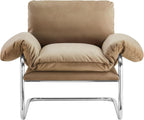 Modway Ansel Performance Velvet Accent Chair in Taupe - Stain-Resistant Velvet Lounge Chair for Living Room, Bedroom - Corner Reading Chair with Arms and Removable Cushions