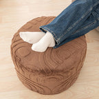 Asuprui Round Ottoman Pouf Foot Stool, Coffee 20x14 in,Sofa Couch Foot Rest | All-One Foam Pouf, Ottoman Coffee Table,Foot Rest for Chair,Remov.Cover, Perfect for Living Room Bedroom Dorm or Wedding Gift