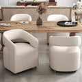 DUOMAY Modern Upholstered Dining Chairs with Swivel Casters - Set of 4 - Contemporary Linen Barrel Back Accent Side Chair Desk Chair for Dining Room Living Room Kitchen, Beige