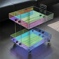Acrylic End Table with Wheels, 2/3 Tiers Acrylic Bar Cart, Rolling Utility Cart with Handle, Colorful Clear Side Table for Drink, Food, Snack Used in Living Room, Bedroom, Study(16.4''x13.4''x18.9'')