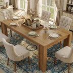 GarveeHome 71" Long Dining Table for 6-8, Farmhouse Rectangular Wood Kitchen Table with Wide H-Legs & Thick Top, Sturdy Wood Strip Frame, Dining Room Table for Dinner, Apartment, Kitchen, Natural