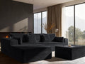 108" Oversized Cloud Sectional Couch, Comfort U Shaped Couch for Living Room, Extra Deep Seats No Assembly, Modular Sofa, Corduroy (Black, 2 Seater + Left Facing Chaise + Ottoman)