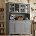 Timechee 75.9" Tall Kitchen Pantry Storage Cabinet with Drawers, Farmhouse Storage Hutch Cabinet with Doors and Shelves, Kitchen Food Pantry Cupboard and Coffee Bar Station for Dining Room, Grey