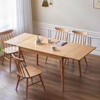 49.21’’-76.77’’ Extendable Dining Room Table for 6-10 Person, 100% Solid Wood Oak Dinner Kitchen Table, Mid Century Modern Dining Table for Kitchen, Living Room, Apartment (Natural)