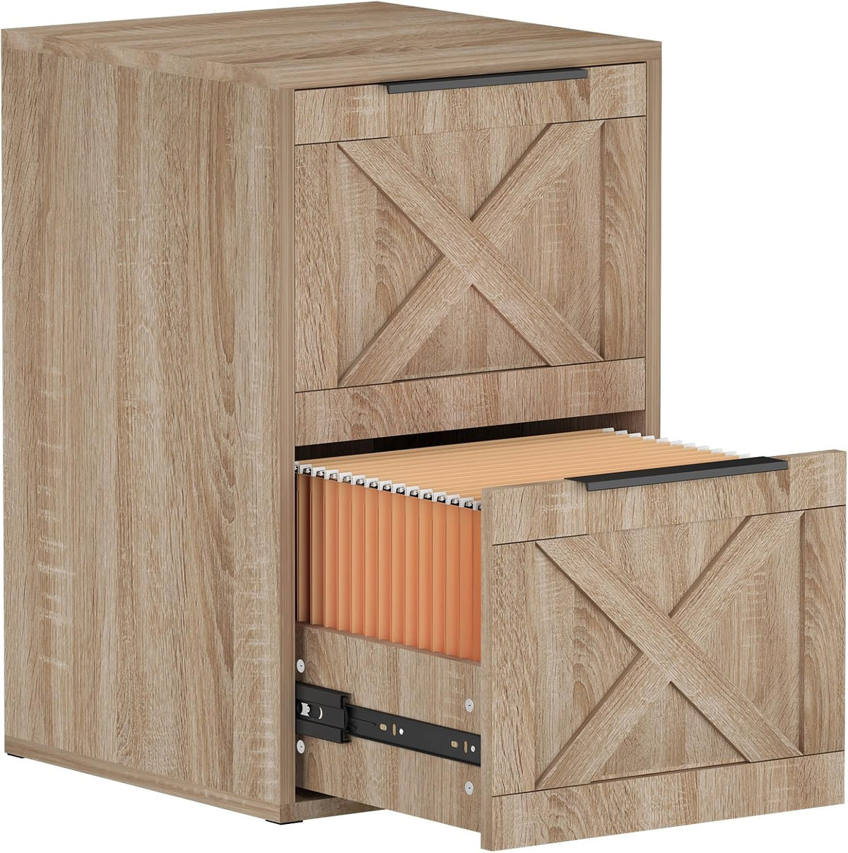 File Cabinet, Wood Filing Cabinet with 2 Drawers for Home Office | Printer Stand, Under Desk Small Storage Organizer Fit A4 / Letter Size/ Hanging File Folders, Oak