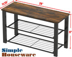 Simple Houseware Wood Top Shoe Storage Bench for Entryway, Rustic Brown