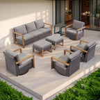 Rilyson Outdoor Couch Wicker Patio Sofa, Rattan Patio Furniture Sofa with Sturdy Frame,All-Weather PE Wicker,Wide Armrest,Deep Seating and Thick Cushions for Deck Porch Garden(Brown/Grey)