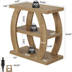 Tribesigns End Table for Living Room, 3-Tier Narrow Side Table with Storage, Farmhouse Wooden Beside Table with Geometric Frame, Tall Nightstand for Bedroom, Small Spaces, Natural Oak