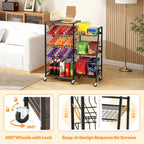 Pinzoveco 5-Tier Rolling Kitchen Storage Carts, Snack Cart with Wheels, Fruit Organizer（Fruit Basket Rolling Cart, Vegetable Holder for Kitchen, Holds Soda Drinks, Cans, Snacks, Onions, Potatoes