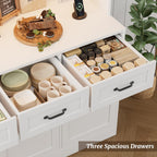 HOSTACK Kitchen Pantry Storage Cabinet, Tall Kitchen Hutch Cabinet, White | 47"W Food Pantry Cabinet with Smart LED / Charging Station / Countertop / 3 Large Drawers, 72"H Storage Hutch, Dining Room