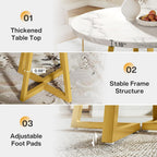 Tribesigns Round Dining Table for 2, 31.5" Modern Kitchen Table with Metal Base, Small Table for Dining Room, Small Space, Apartment, Office, Restaurant, White & Gold