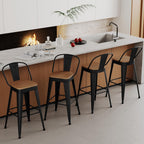 Aklaus Metal Bar Stools Set of 4,30 inch Barstools Bar Height Bar Stool with Backs Farmhouse Bar Stools with Large Seat High Back Kitchen Dining Chairs Modern Bar Chairs Matte Black Stools