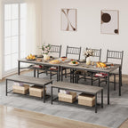 Garvee Dining Table Set for 4 with Bench and Chairs, 4-Piece Kitchen Table Set with Storage – Space-Saving Dining Table for Apartments and Dining Rooms, Gray