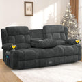 Loveseat Recliner Sofa, 3 Seater Minimalist Style Reclining Loveseat with Flip Back Console, USB Charge Ports, Cup Holders, Recliner Love Seat Couches for Living Room, RV, Gray