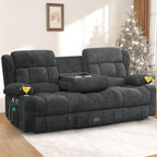 Loveseat Recliner Sofa, 3 Seater Minimalist Style Reclining Loveseat with Flip Back Console, USB Charge Ports, Cup Holders, Recliner Love Seat Couches for Living Room, RV, Gray