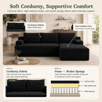 Couch Comfy Sectional Couches for Living Room,U Shaped Modular Cloud Couch Sofa, Minimalist Modular Sectional Sofa with Deep Seat (Black, 96" L Shaped with Right Facing Chaise)