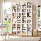 FOTOSOK White Bookshelf 8-Tier Narrow Bookshelf, 11.6 X 9.3 X 70.9 Tall CD DVD Media Tower Rack with 4 Adjustable Shelves, Tall Narrow Bookcase Slim Display Bookshelf with Cube Storage for Home Office