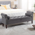 67" End of Bed Storage Bench King Size, Storage Bench for Bedroom, Velvet Bed Bench with Storage Upholstered Tufted Storage Ottoman Bench with Arms for Bedroom, Living Room, Entryway, Dark Grey