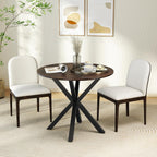 Tangkula 36" Round Dining Table, Mid-Century Modern Kitchen Table with Rubber Wood Legs, Vintage Table with Pedestal Base & Adjustable Foot Pads, Side Table for Home, Office, Bar (Rustic Brown+Black)