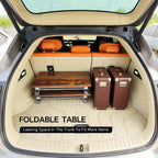 No Assembly Folding TV Tray Table C-Shaped Couch End Table with Cup Holder & Device Slots, Extra Wide Portable Laptop Desk for Eating, Working, Bed, Sofa, Rustic Wood