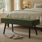 Comfy to go Entryway Bench - Green Bench for Bedroom, Modern Ottoman End of Bed, Corduroy Padded Benches for Living Room, Foyer, Mudroom, Hallway - 39" L x 14" W x 17" H | Corduroy Padded Benches for Living Room, Foyer, Mudroom, Hallway - 39" L x 14" W x